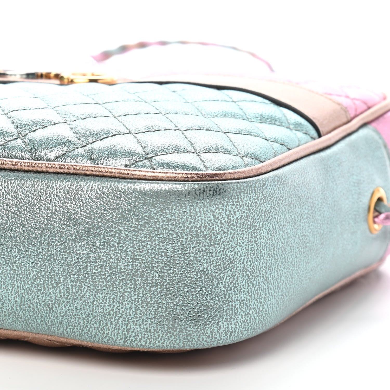 Gucci Laminated Nappa Trapuntata Small Zumi Shoulder Bag Rosa Lago Rame 9 of 9