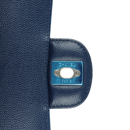 Chanel Caviar Chevron Quilted Mini Square Flap Navy Blue 5 of 8