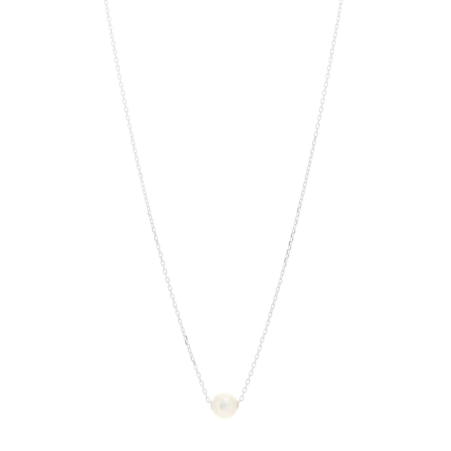 18K White Gold Akoya Pearl 8mm Single Pendant Necklace