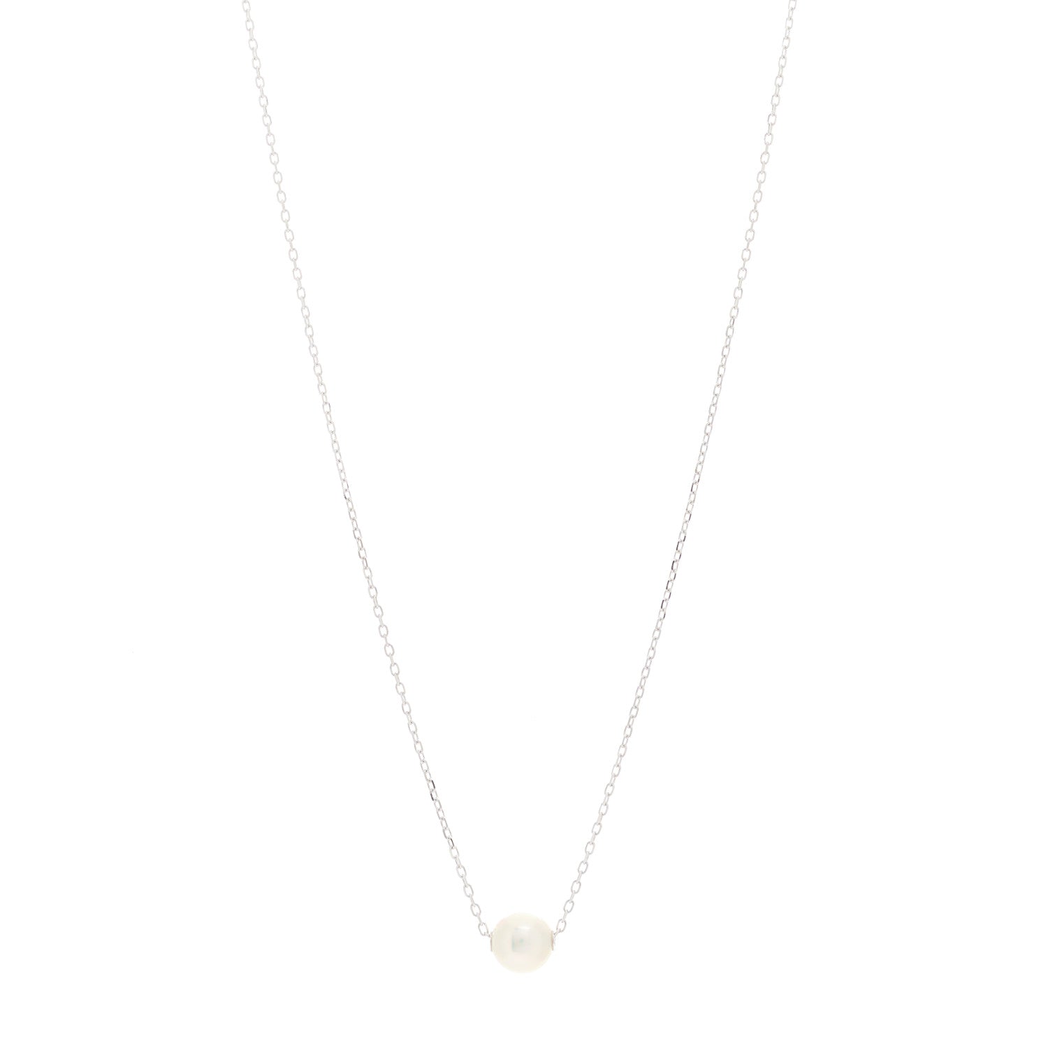 Mikimoto 18K White Gold Akoya Pearl 8mm Single Pendant Necklace 1 of 4