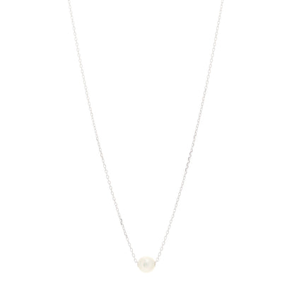 Mikimoto 18K White Gold Akoya Pearl 8mm Single Pendant Necklace 1 of 4