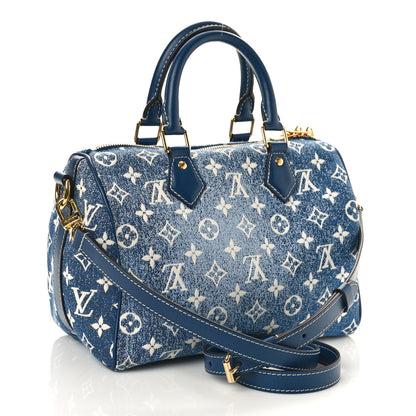 Louis Vuitton Monogram Jacquard Denim Speedy Bandouliere 25 Bleu 3 of 8