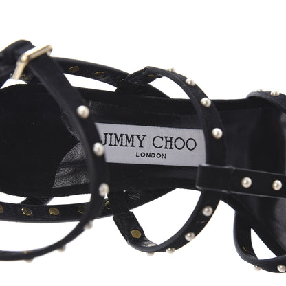 Jimmy Choo Suede Pearls Beverly 100 Sandals 37.5 Black 7 of 10