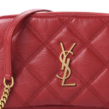 Saint Laurent Grained Lambskin Quilted Mini Becky Double Zip Bag Rouge Eros 10 of 10