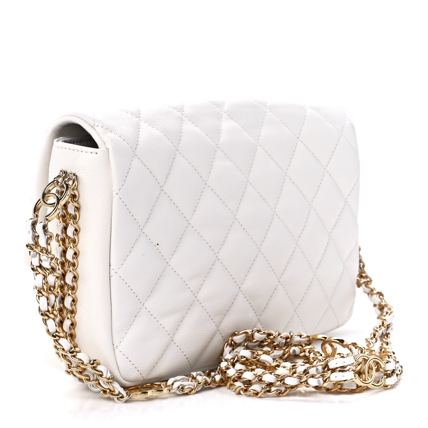 Caviar Quilted Small CC You Flap White