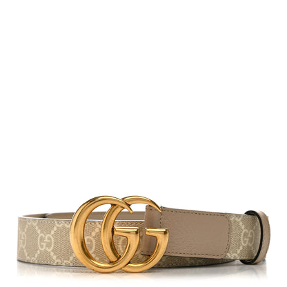 Gucci GG Supreme Monogram Matte Plutone Calfskin Double G 40mm Belt 75 30 Beige Mystic White Oatmeal 1 of 6