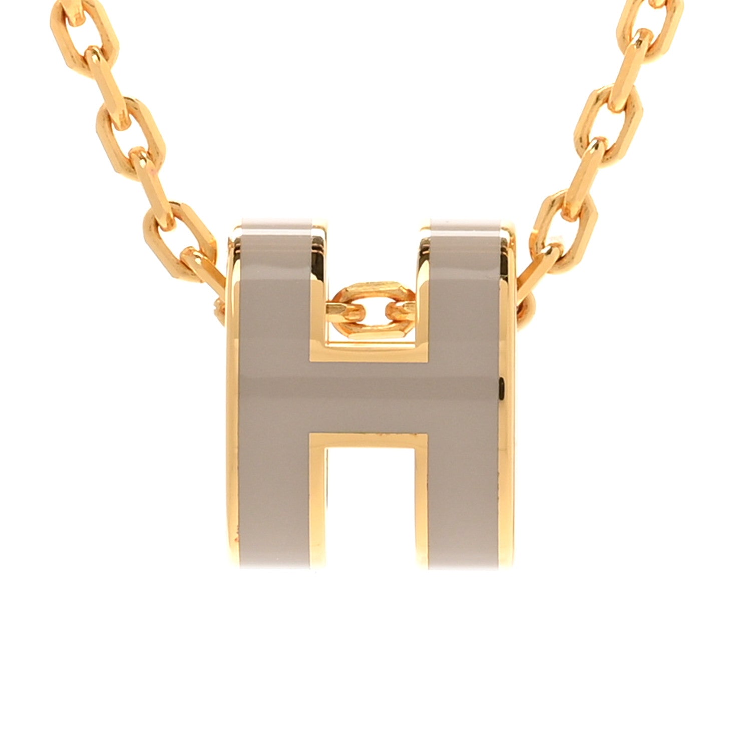 Hermes Lacquered Gold Mini Pop H Pendant Necklace Marron Glace 4 of 8