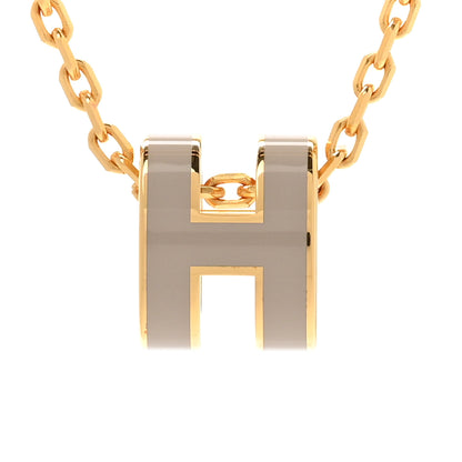 Hermes Lacquered Gold Mini Pop H Pendant Necklace Marron Glace 4 of 8