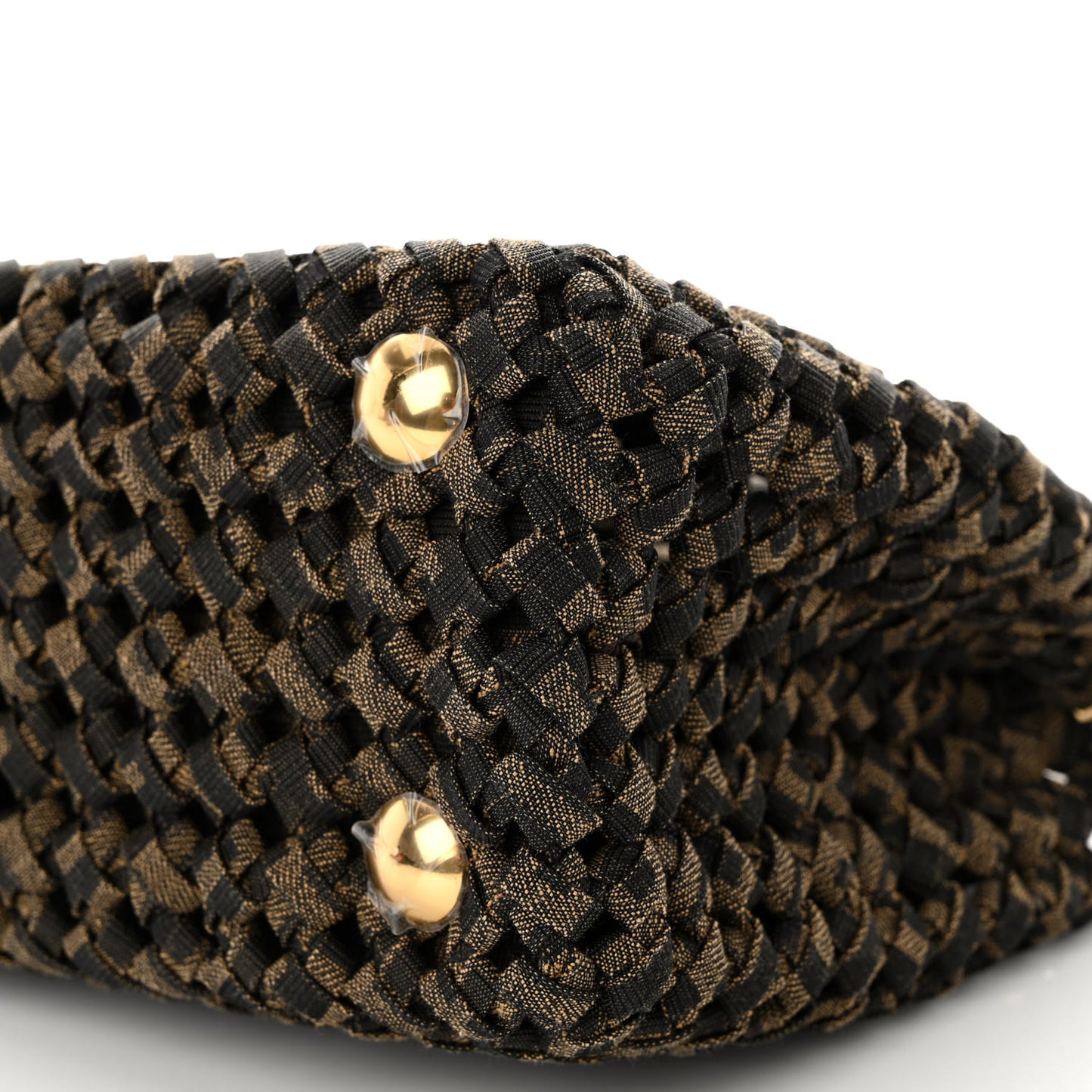 Fabric Jacquard FF 1974 Woven Knotted Mini Peekaboo Iconic Satchel Tobacco Moro