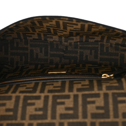 Fendi Fabric Jacquard FF 1974 Medium Baguette Tobacco Moro Black 5 of 9