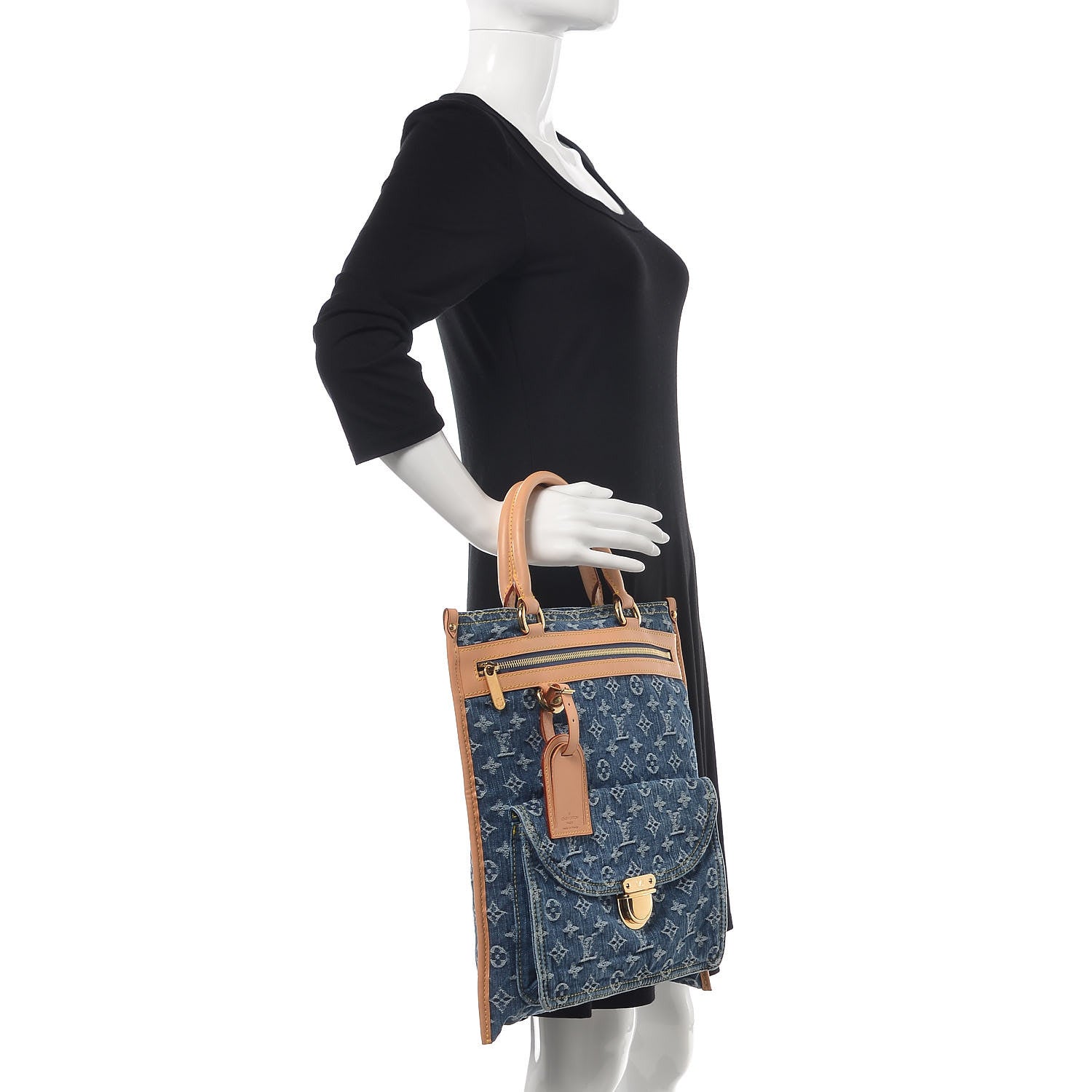Louis Vuitton Monogram Denim Sac Plat Blue 2 of 13