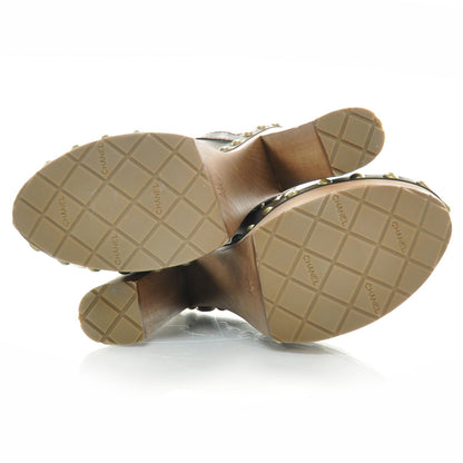 Chanel Leather Studded Clogs 38 Brown 6 of 9