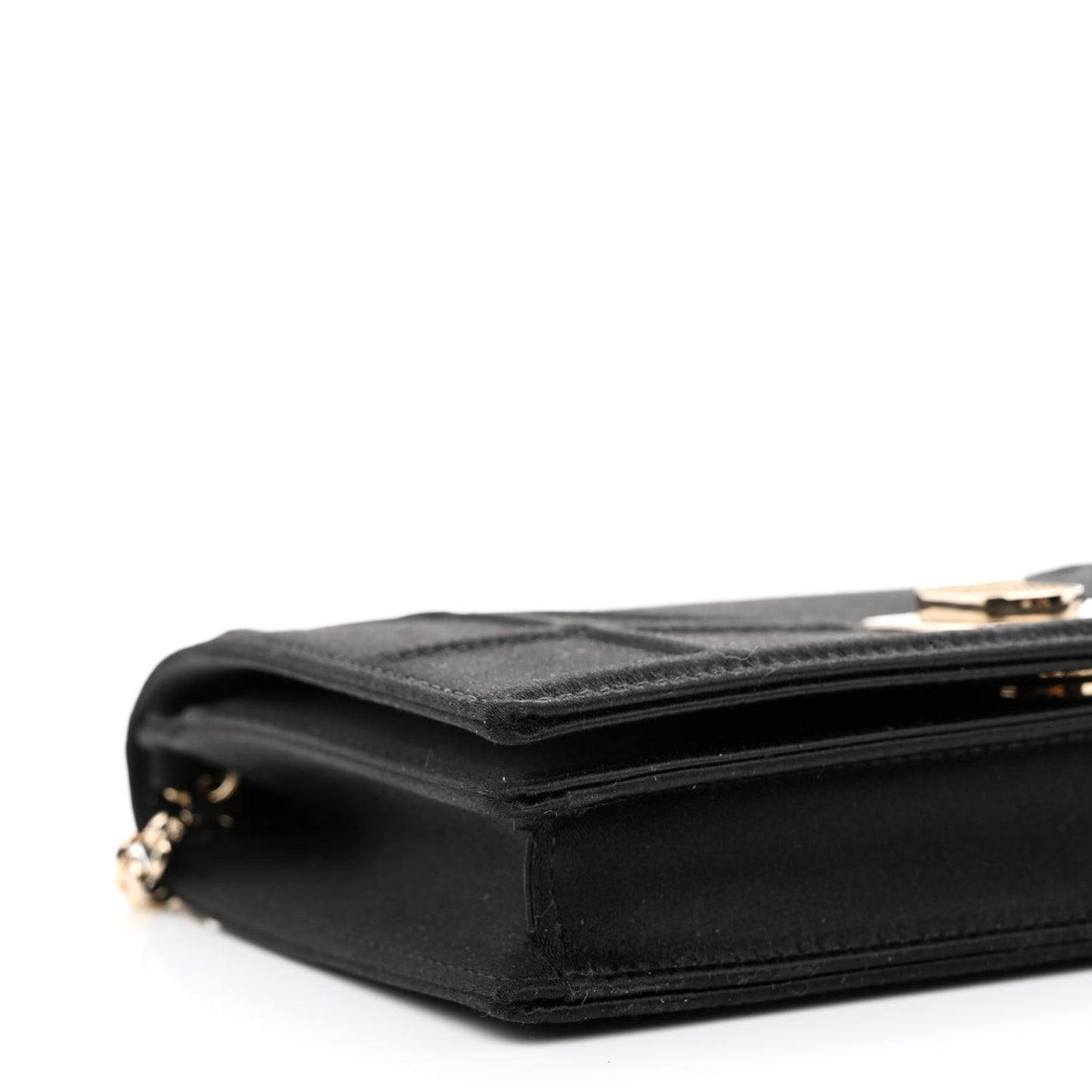Satin Diorama Wallet on Chain Pouch Black