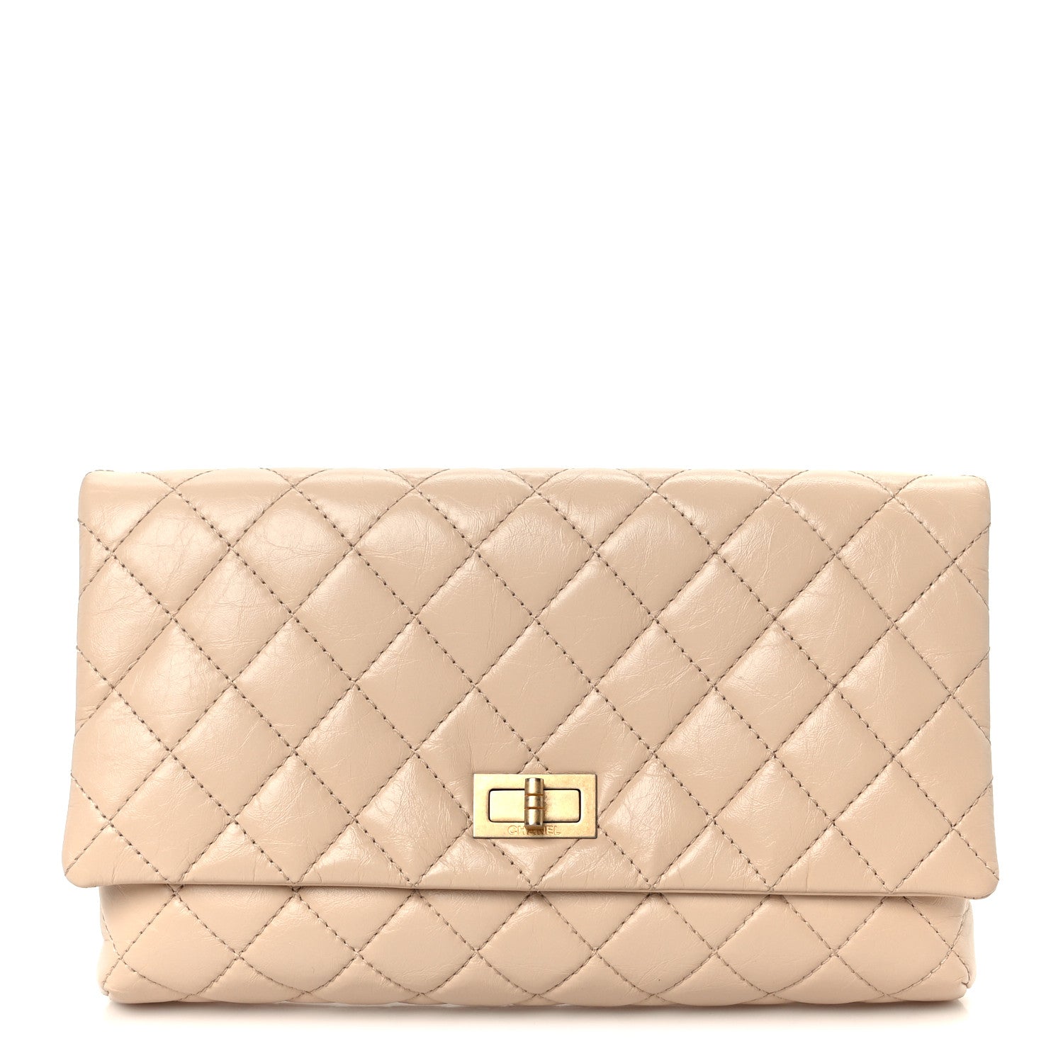 Chanel Aged Calfskin Quilted Reissue 2.55 Clutch Beige 1 of 9