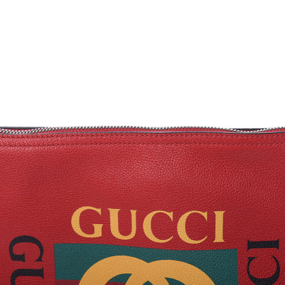 Gucci Pebbled Calfskin Medium Logo Portfolio Clutch Hibiscus Red 9 of 9