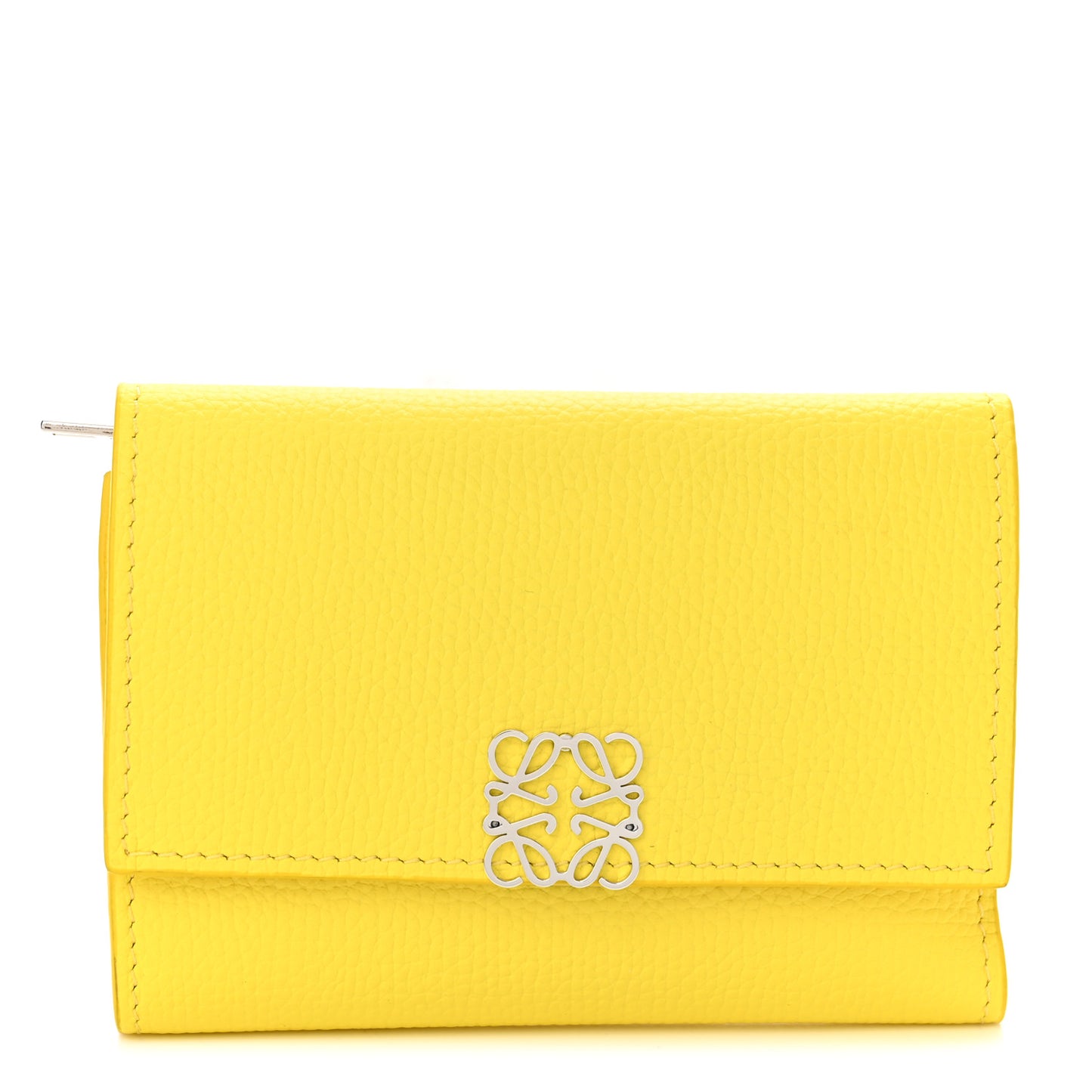 Pebble Grain Calfskin Anagram Small Vertical Wallet Lemon
