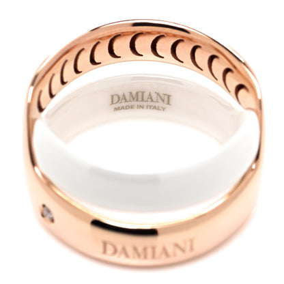 Damiani 18K Pink Gold White Ceramic Diamond Abbracio Ring 49 5 4 of 5