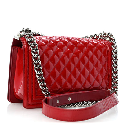 Chanel Patent Calfskin Quilted Medium Plexiglass Boy Flap Red 2 of 13