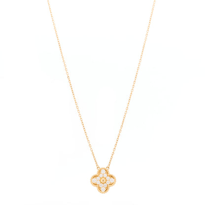 Van Cleef & Arpels 18K Yellow Gold Diamond Vintage Alhambra Pendant Necklace 1 of 6
