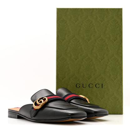 Gucci Betis Glamour Calfskin Web Womens Peyton GG Slippers 39.5 Black 12 of 12