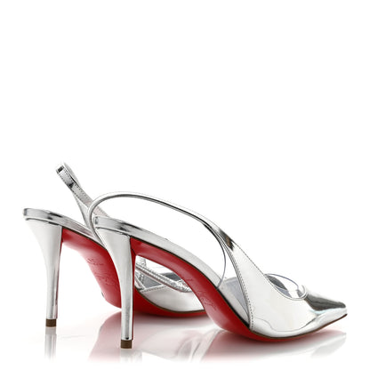 Christian Louboutin Patent PVC Posticha 80 Slingback Pumps 36 Silver 5 of 10