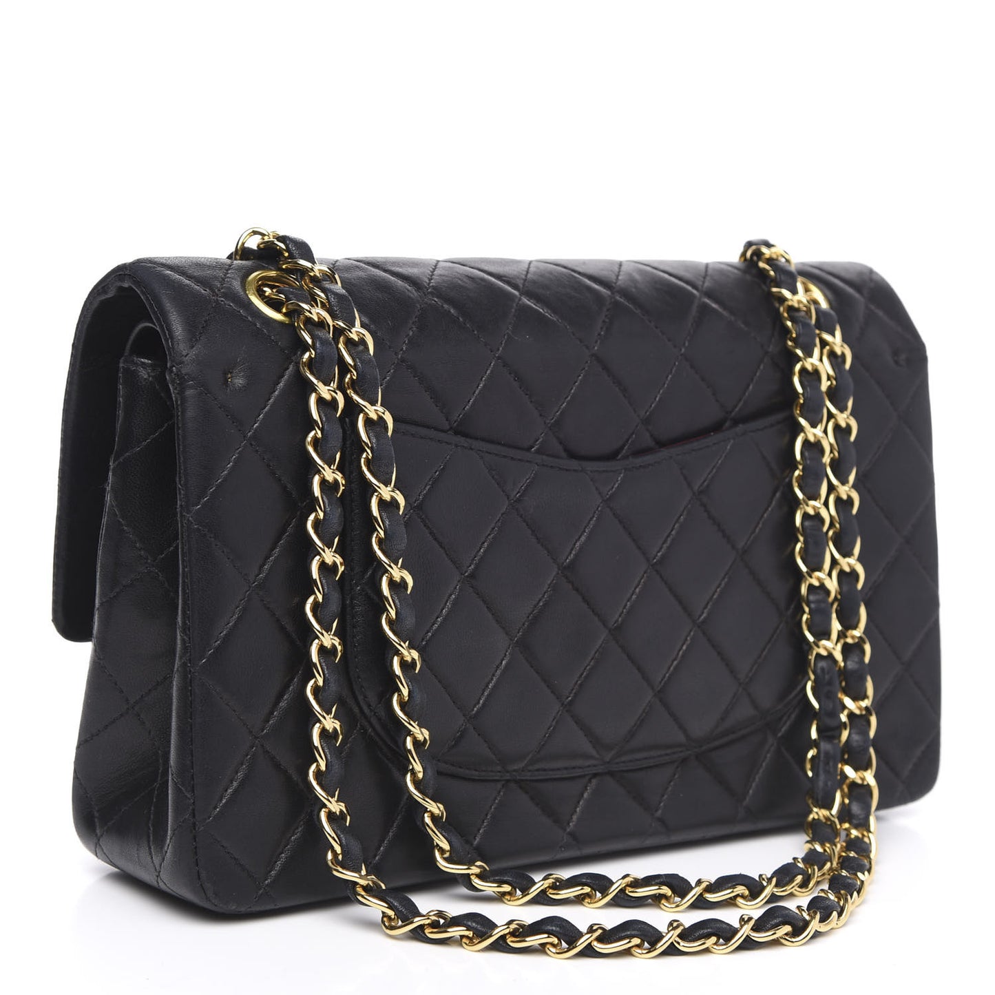 Lambskin Quilted Medium Double Flap Black