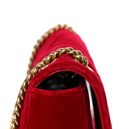 Gucci Velvet Matelasse Medium GG Marmont Shoulder Bag Hibiscus Red 14 of 16