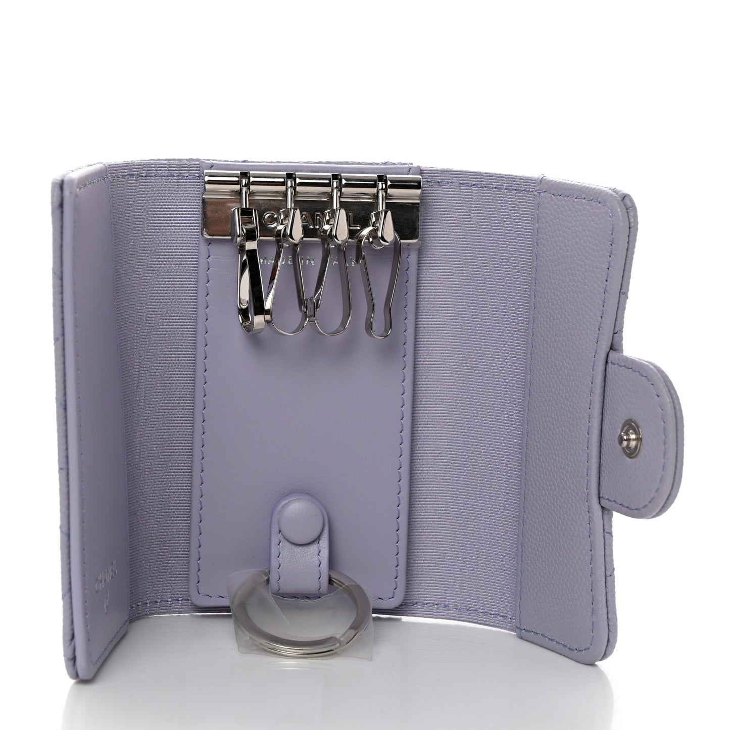 Caviar Quilted Classic 4 Key Holder Wallet Light Purple