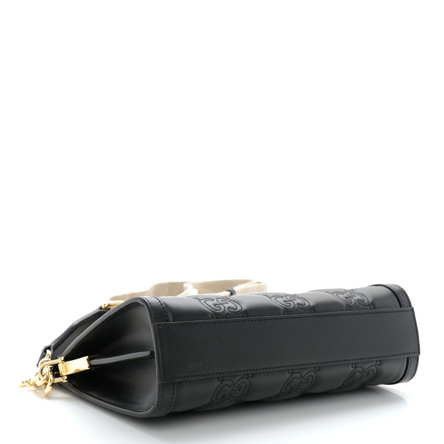 Calfskin GG Matelasse Small Slim Chain Shoulder Bag Black Natural