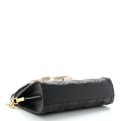 Gucci Calfskin GG Matelasse Small Slim Chain Shoulder Bag Black Natural 4 of 10