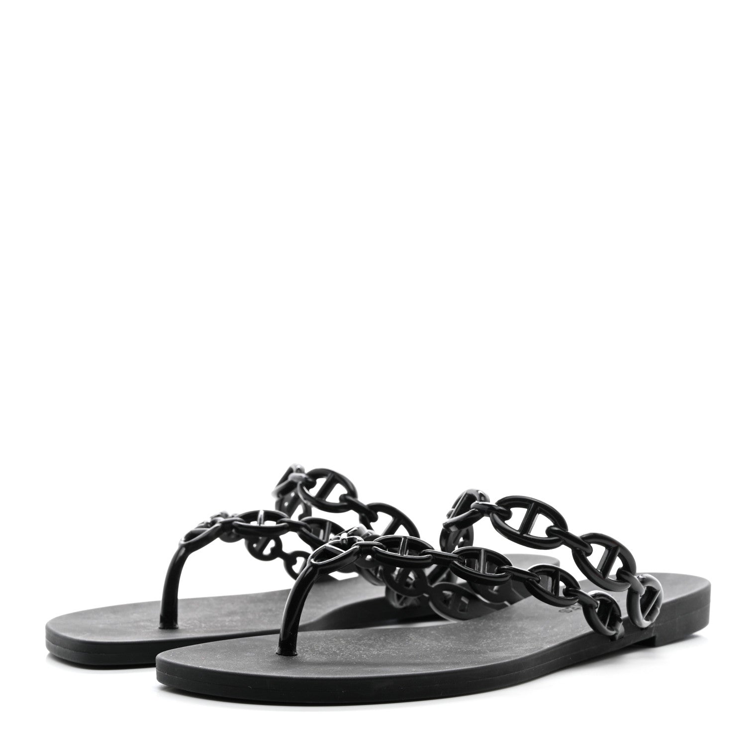 Hermes Rubber Chaine d'Ancre Island Sandals 35 Black 3 of 7