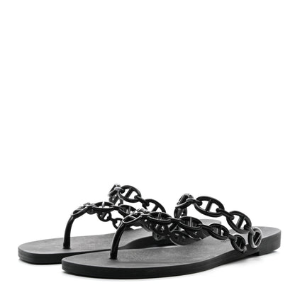 Hermes Rubber Chaine d'Ancre Island Sandals 35 Black 3 of 7