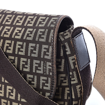 Fendi Zucchino Vitello Flap Messenger Satchel Testa di Moro Beige 8 of 14