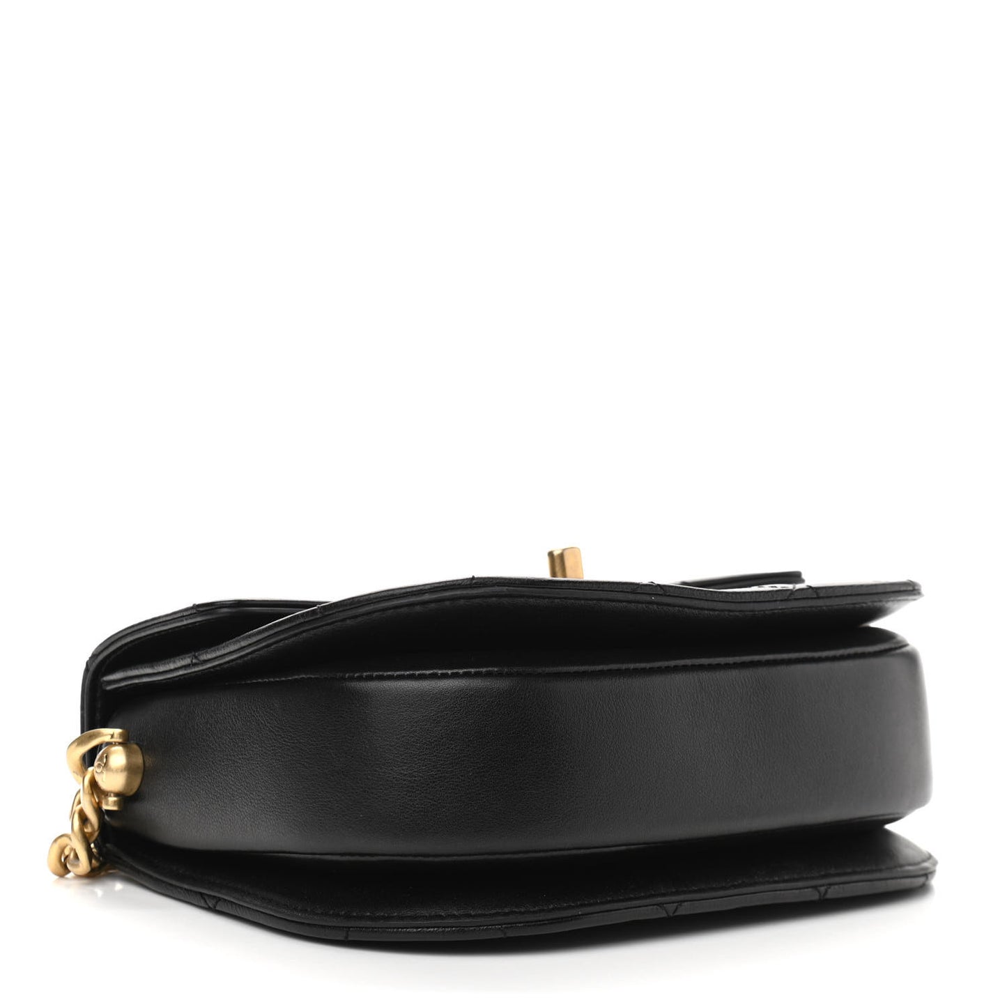 Calfskin Quilted Moon Messenger Black
