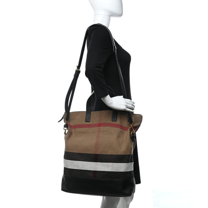 Burberry Grainy Calfskin Mega Check Armley Folding Messenger Black 2 of 11