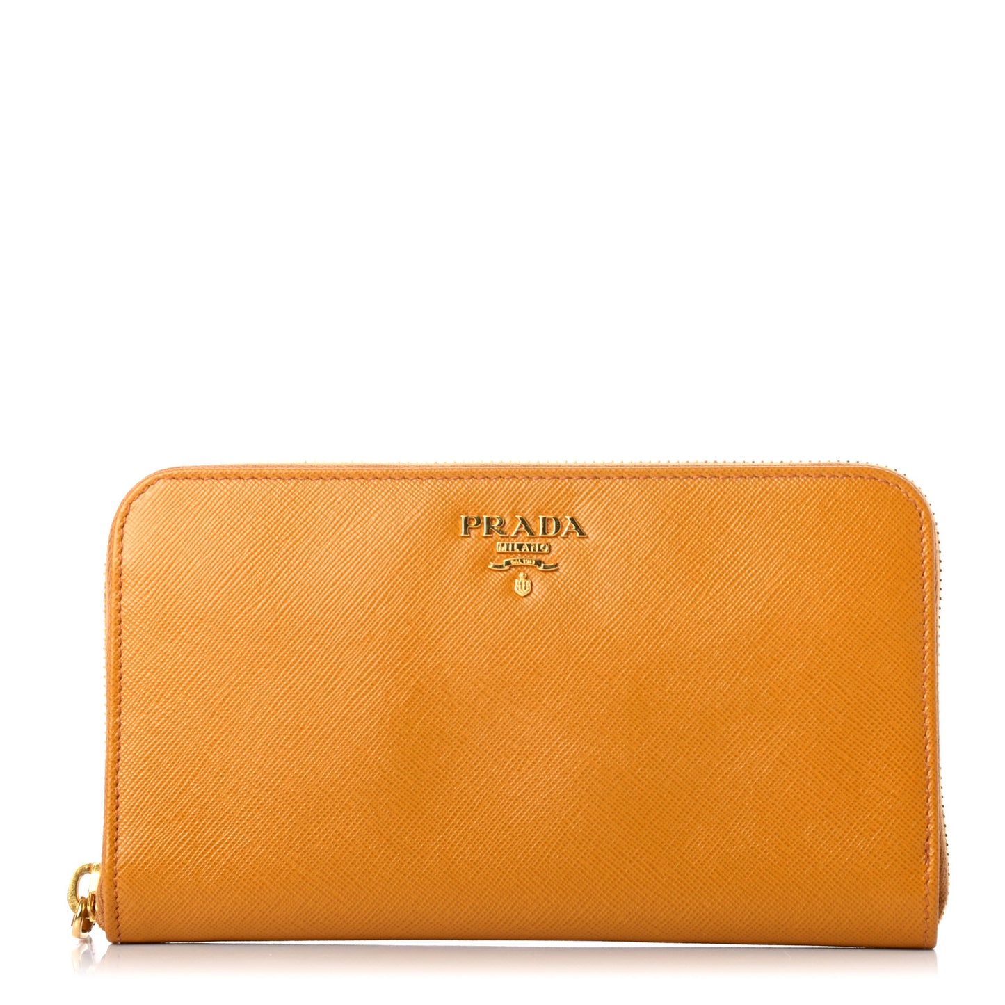 Saffiano Metal Zip Around Wallet Ocra