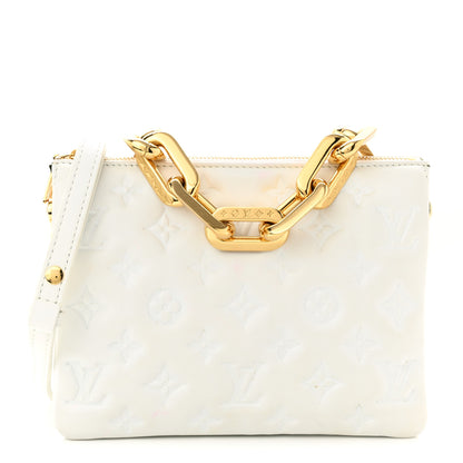 Louis Vuitton Lambskin Embossed Monogram Coussin BB White 1 of 13