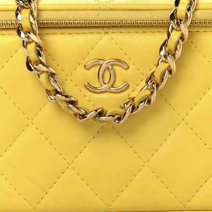 Chanel Lambskin Resin Quilted Small Top Handle Vanity Case With Chain  Yellow 8 of 12