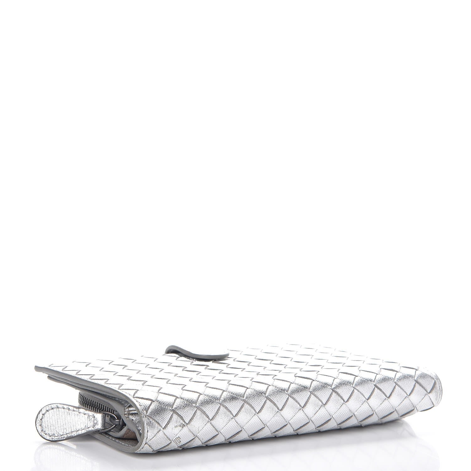 Bottega Veneta Metallic Grosgrain Intrecciato Continental Wallet Silver 4 of 8