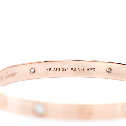 Cartier 18K Pink Gold 4 Diamond LOVE Bracelet 16 4 of 4