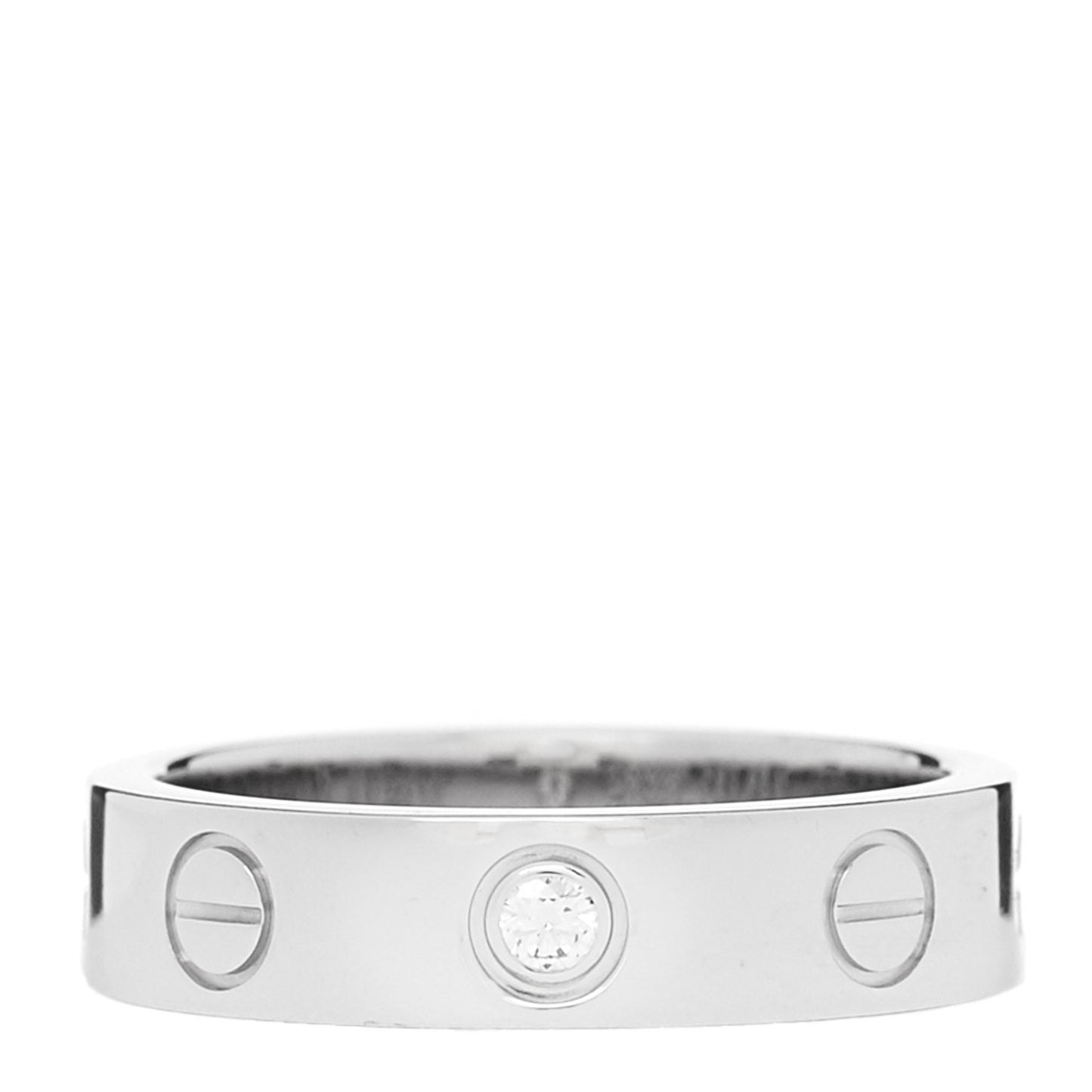 18K White Gold Diamond 4mm LOVE Wedding Band Ring 45 3.25