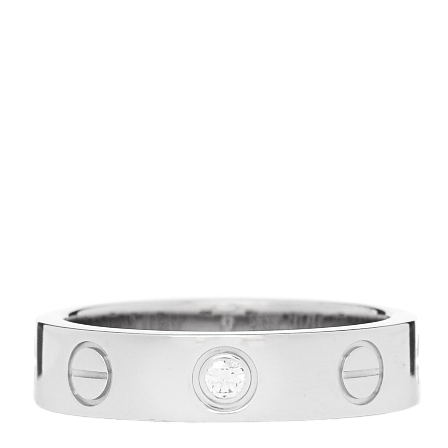 Cartier 18K White Gold Diamond 4mm LOVE Wedding Band Ring 45 3.25 1 of 4