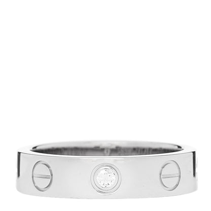 Cartier 18K White Gold Diamond 4mm LOVE Wedding Band Ring 45 3.25 1 of 4
