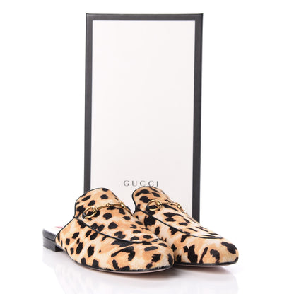 Gucci Calf Hair Leopard Print Womens Princetown Slippers 38.5 Naturale Black 9 of 9