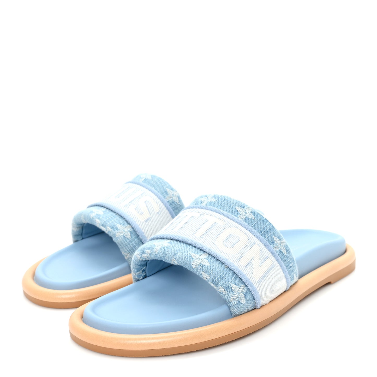 Monogram Denim LV Bliss Womens Comfort Mules 40 Turquoise