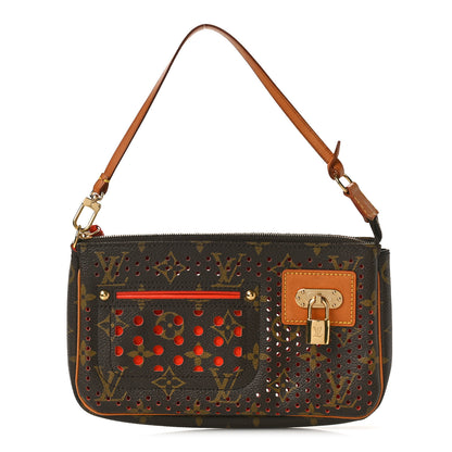 Louis Vuitton Monogram Perforated Pochette Accessories Bag Orange 1 of 12