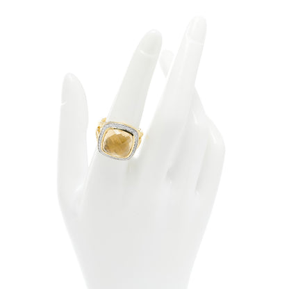 David Yurman 18K Yellow Gold Diamond Champagne Citrine 14mm Albion Ring 54 7 2 of 5