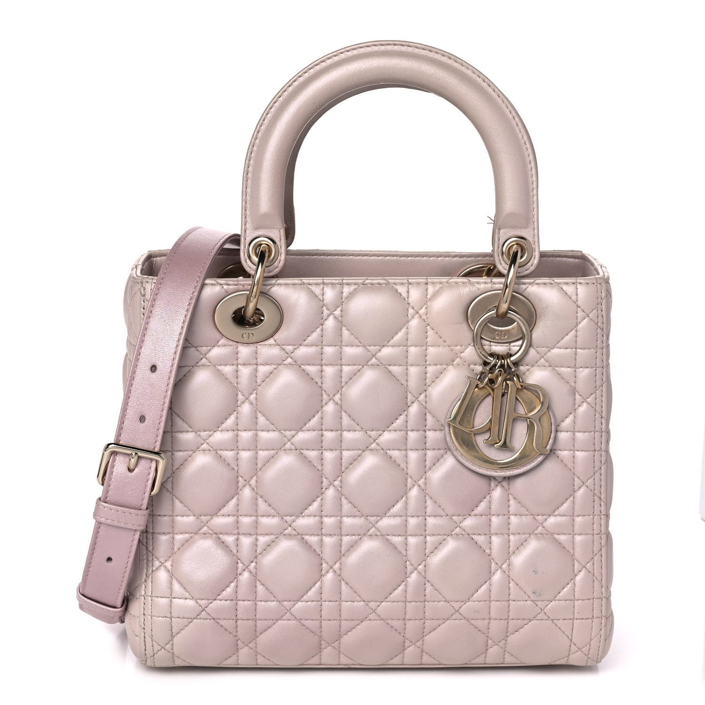 Pearly Lambskin Cannage Medium Lady Dior Lotus