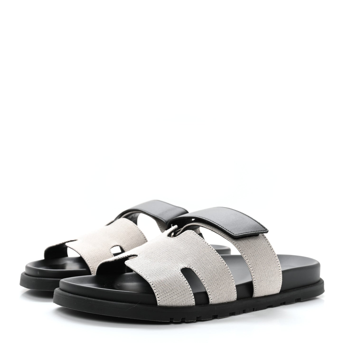 H Canvas Calfskin Mens Chypre Sandals 42.5 Prunoir Black