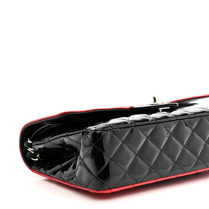 Chanel Patent Calfskin Quilted Bi-Color Medium Double Flap Black Red 9 of 13